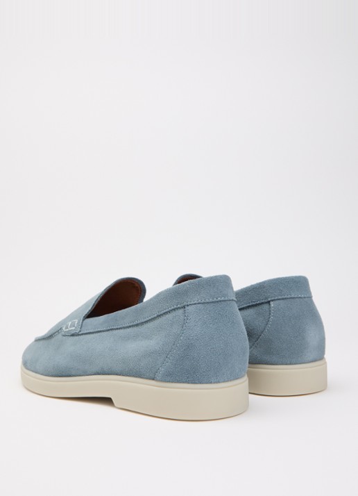 Dune London Wide Fit Boltman slip-on van suède - achterkant lichtblauw
