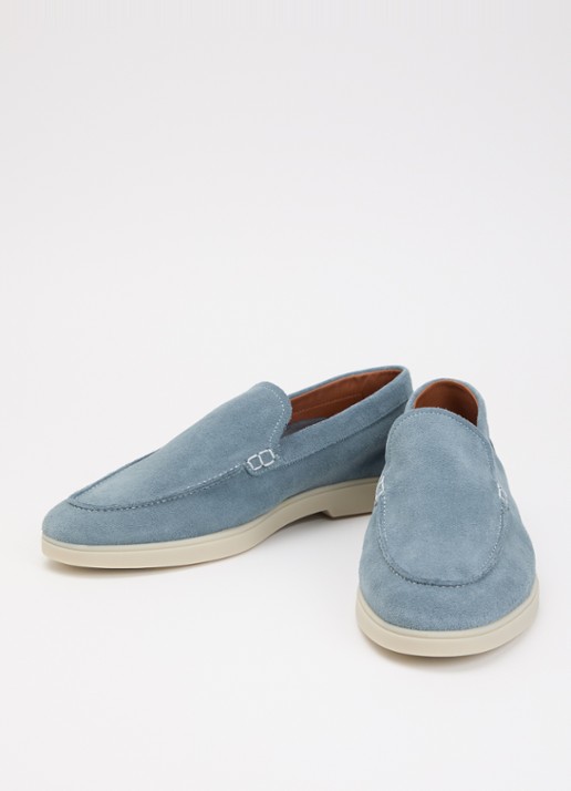 Dune London Wide Fit Boltman slip-on van suède - detail 2 lichtblauw