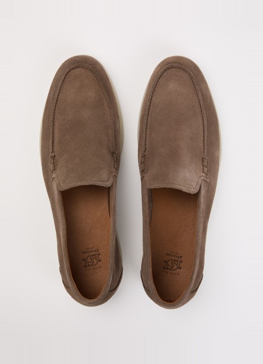 Dune London Wide Fit Boltman slip-on van suède - detail 3 lichtbruin