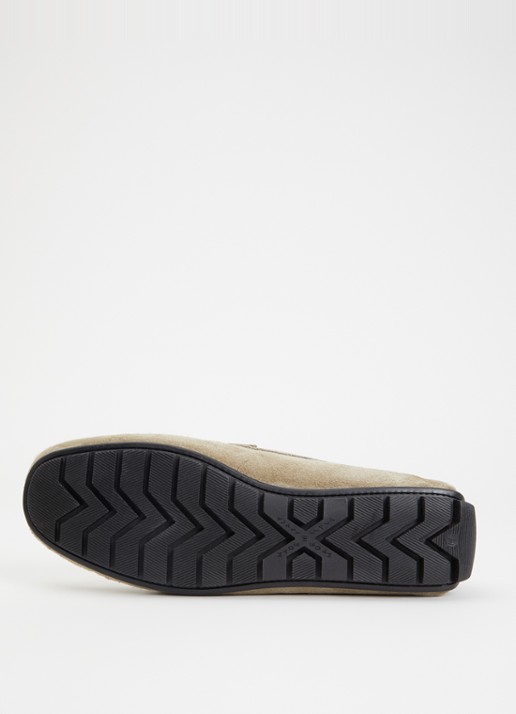 Dune London Wide Fit Brackon mocassin van suède - detail 4 taupe