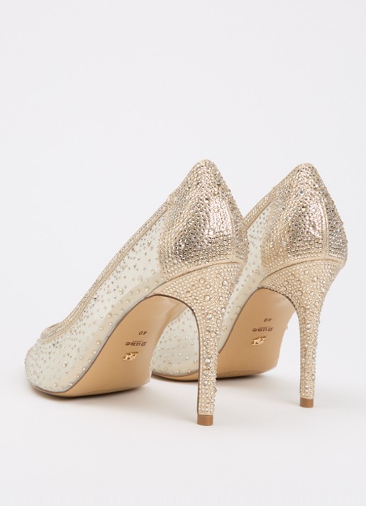 Dune London Wide Fit Brightest pump met strass - achterkant 4 goud