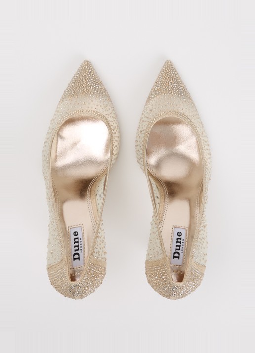 Dune London Wide Fit Brightest pump met strass - detail 2 goud