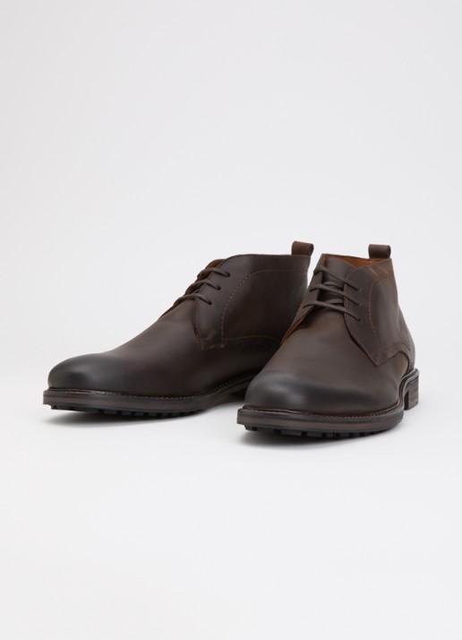 Dune London Wide Fit Charleys veterschoen van leer - detail donkerbruin