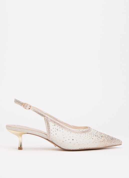 Dune London Wide Fit Cirelle slingback van mesh met strass
