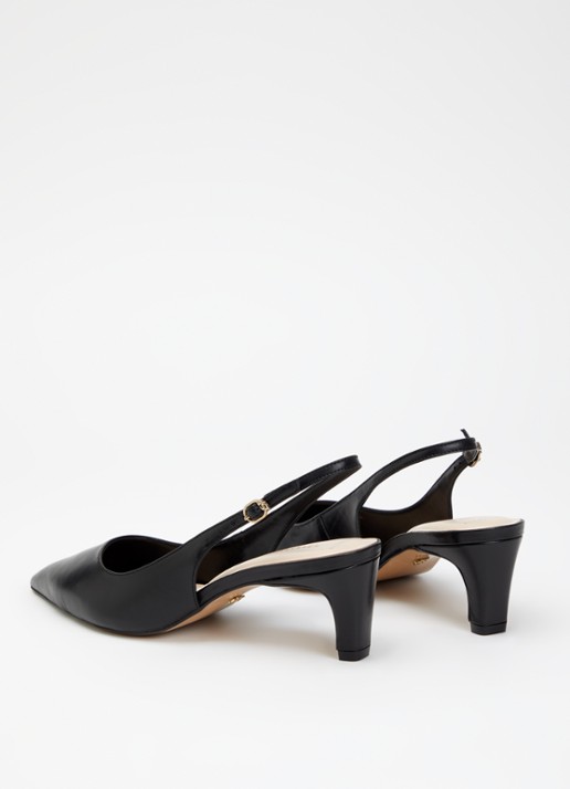 Dune London Wide Fit Connection slingback van leer - achterkant 4 zwart