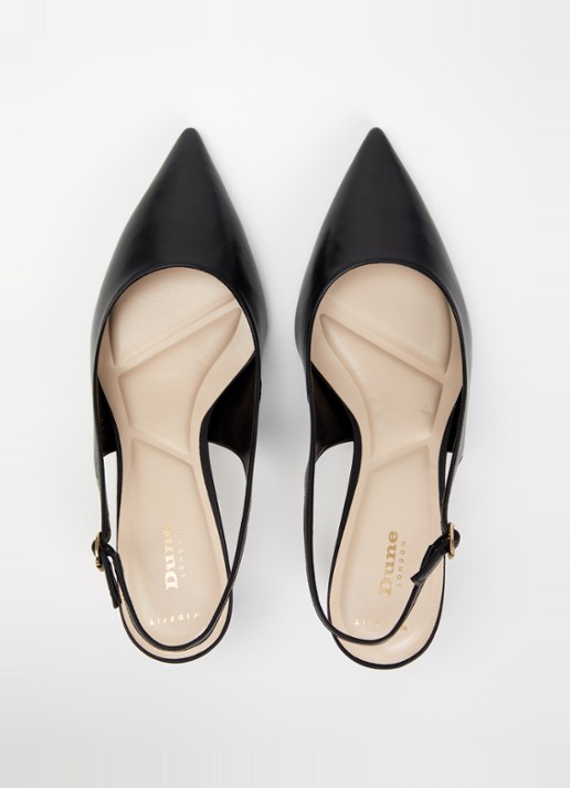 Dune London Wide Fit Connection slingback van leer - detail 2 zwart