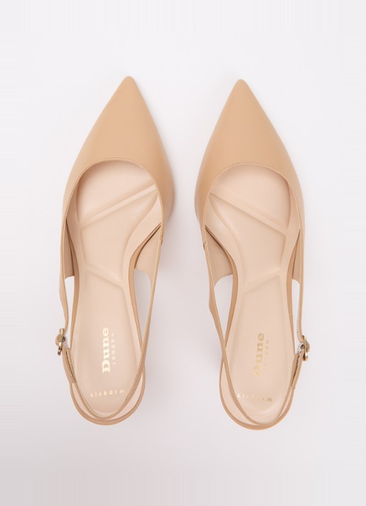 Dune London Wide Fit Connection slingback van leer - detail 4 beige
