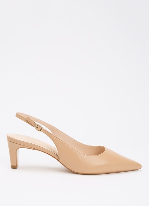 Dune London Wide Fit Connection slingback van leer