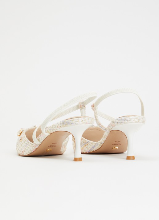 Dune London Wide Fit Dyana slingback met glitter - achterkant 5 gebroken wit