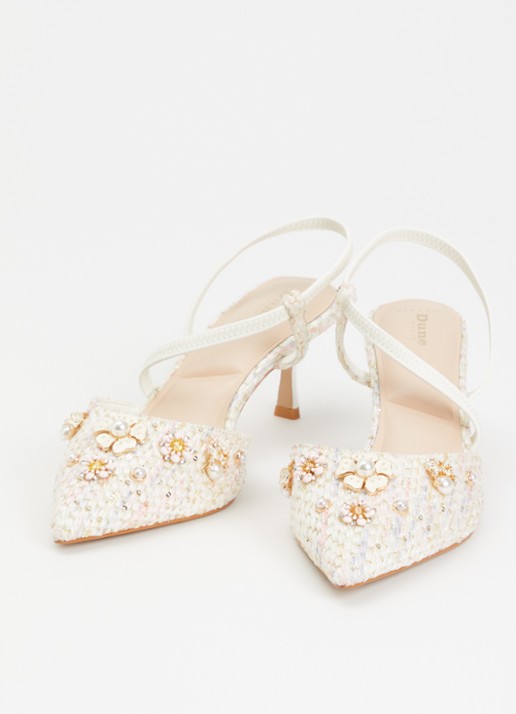 Dune London Wide Fit Dyana slingback met glitter - detail gebroken wit