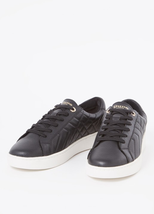 Dune London Wide Fit Egent sneaker van leer met quilt patroon  - detail 3 zwart