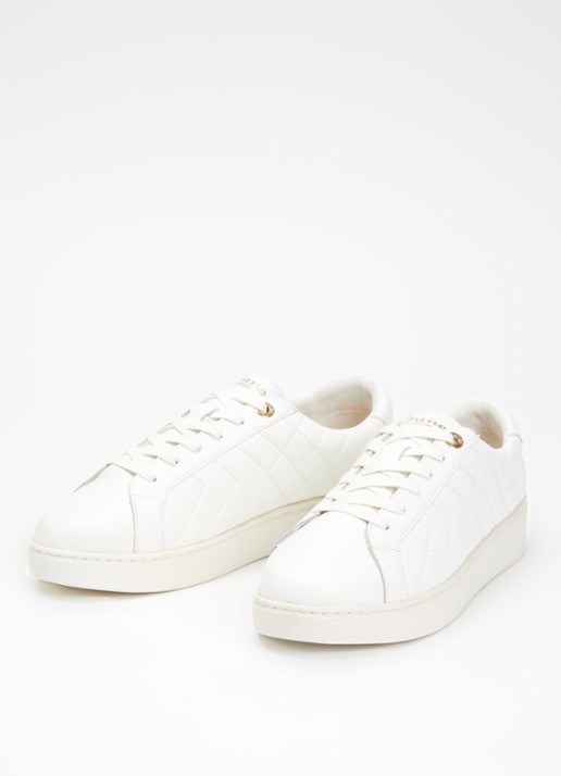 Dune London Wide Fit Egent sneaker van leer - detail 3 wit