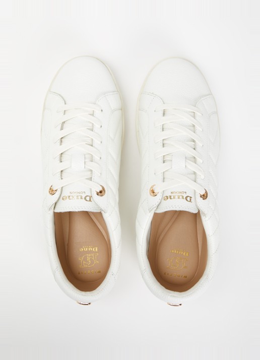 Dune London Wide Fit Egent sneaker van leer - detail 4 wit