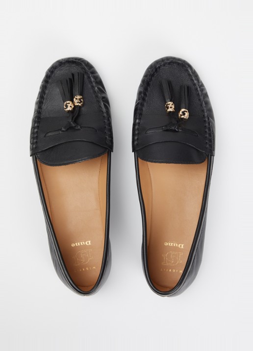 Dune London Wide Fit Geen mocassin van leer met franjes - detail 3 zwart