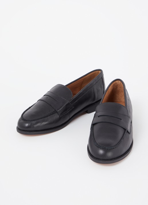 Dune London Wide Fit Ginelli loafer van leer - detail 2 zwart