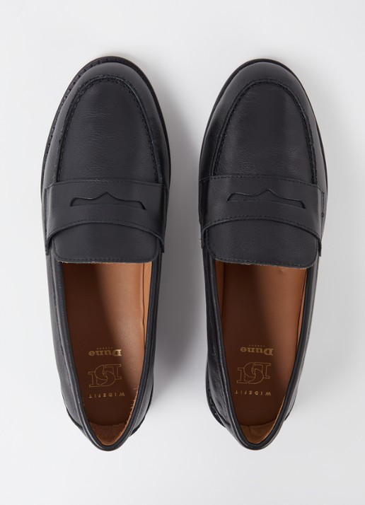 Dune London Wide Fit Ginelli loafer van leer - detail 3 zwart