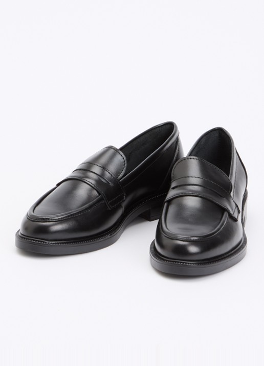 Dune London Wide Fit Giya loafer van leer - detail 2 zwart