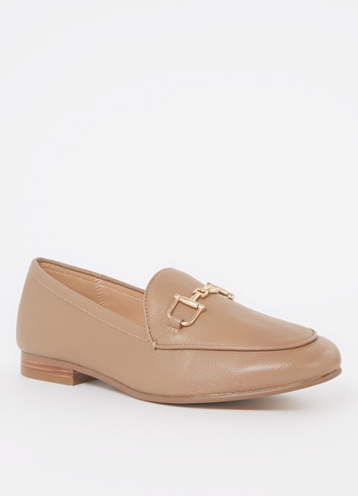 Dune London Wide Fit Glair loafer - voorkant 5 camel