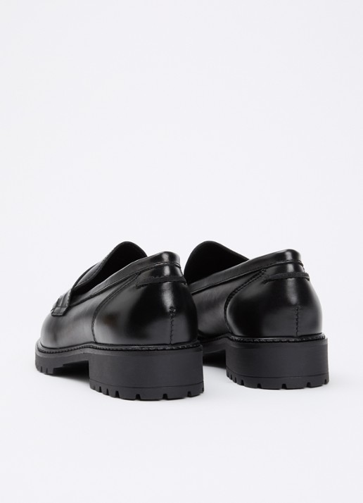 Dune London Wide Fit Gracelyn loafer van leer - achterkant zwart
