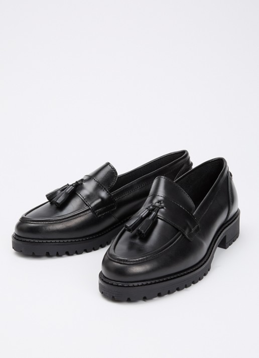 Dune London Wide Fit Gracelyn loafer van leer - detail 3 zwart