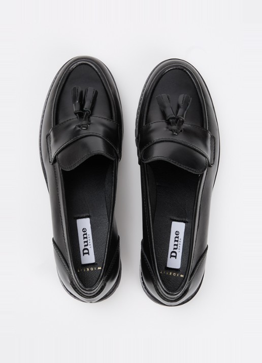 Dune London Wide Fit Gracelyn loafer van leer - detail 4 zwart