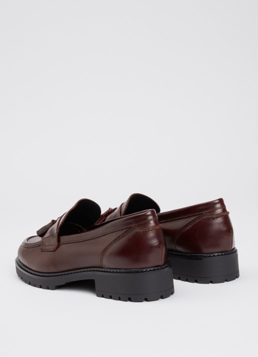 Dune London Wide Fit Gracelyn loafer van leer - achterkant 5 aubergine