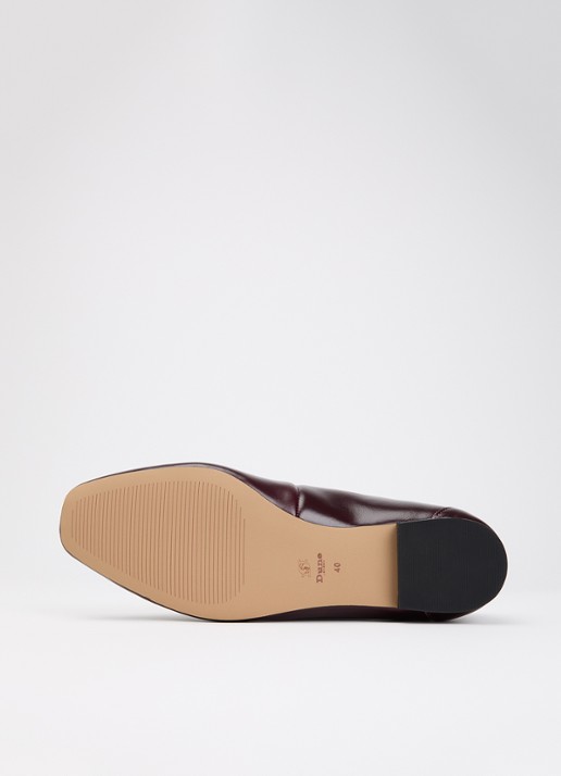 Dune London Wide Fit Grained loafer van leer - detail 4 bordeauxrood