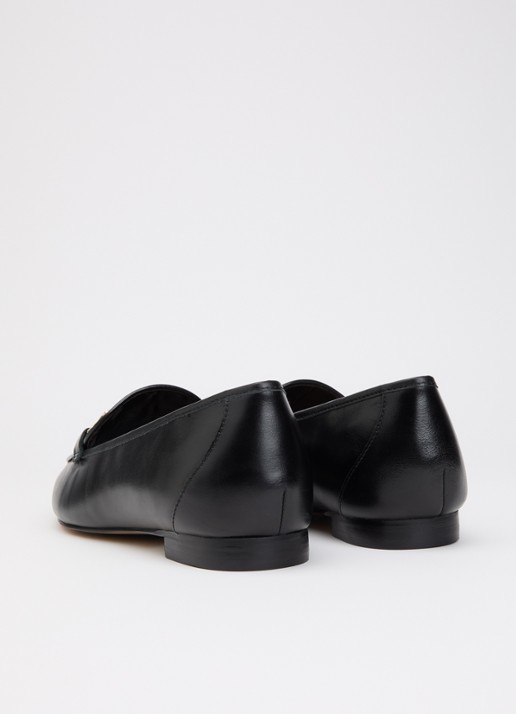 Dune London Wide Fit Grained loafer van leer - achterkant 4 zwart