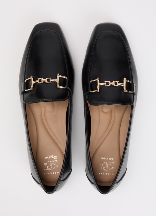 Dune London Wide Fit Grained loafer van leer - detail 2 zwart