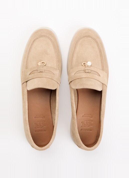 Dune London Wide Fit Grinning loafer van suède - detail 3 zand