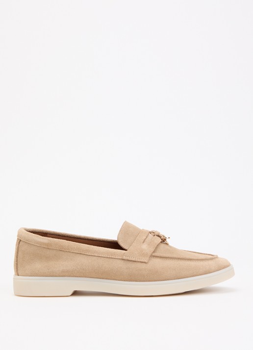 Dune London Wide Fit Grinning loafer van suède