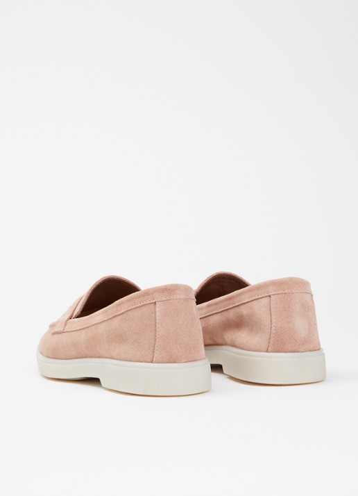 Dune London Wide Fit Grinning loafer van suède - achterkant 5 lichtroze