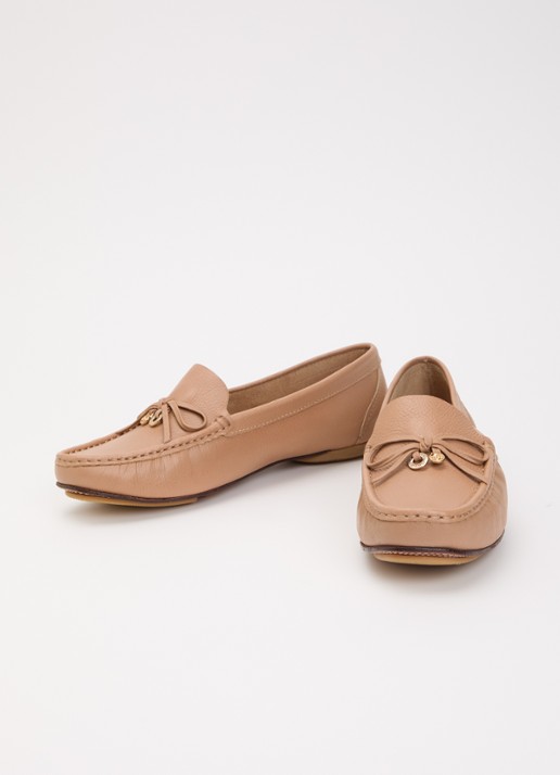 Dune London Wide Fit Grip mocassin van leer - detail camel
