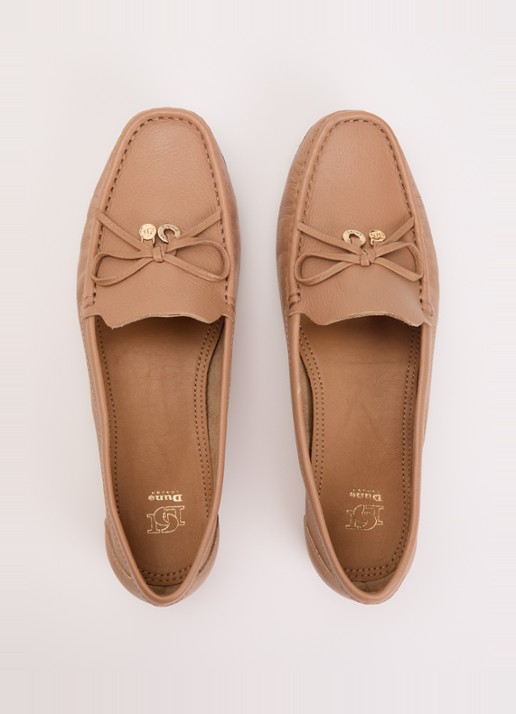 Dune London Wide Fit Grip mocassin van leer - detail 2 camel