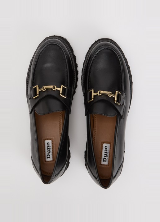 Dune London Wide Fit Groundbreaking loafer van leer - detail 2 zwart