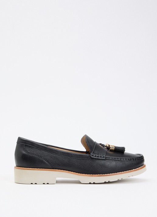 Dune London Wide Fit Gwen loafer van leer