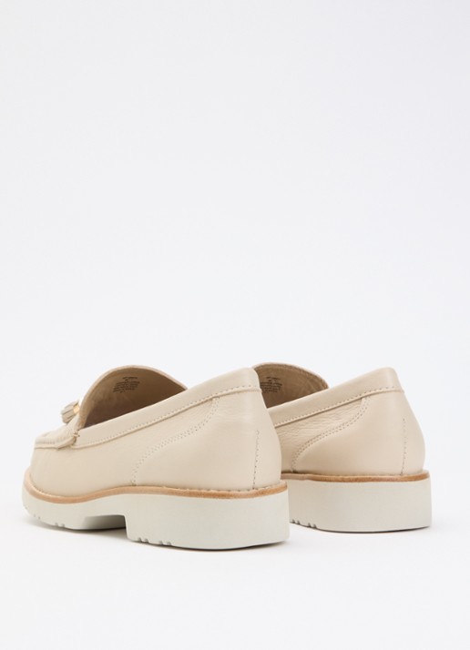 Dune London Wide Fit Gwen loafer van leer - achterkant 5 creme