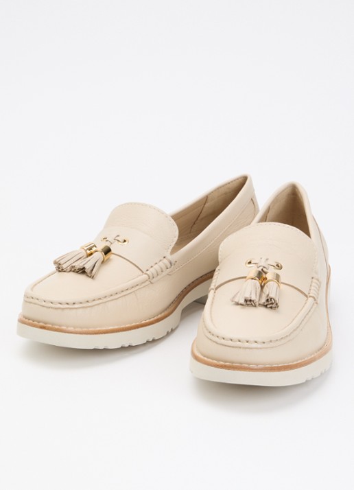 Dune London Wide Fit Gwen loafer van leer - detail 2 creme