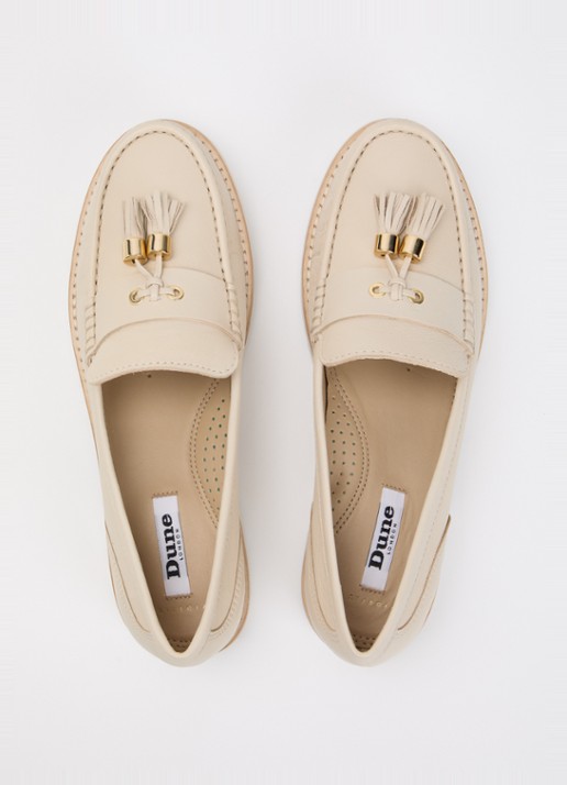 Dune London Wide Fit Gwen loafer van leer - detail 3 creme