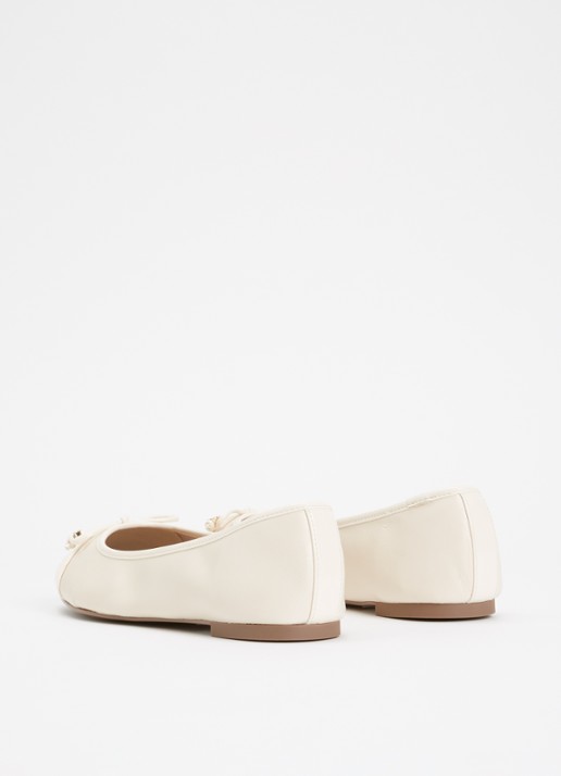 Dune London Wide Fit Hallo ballerina met strikdetail - achterkant creme