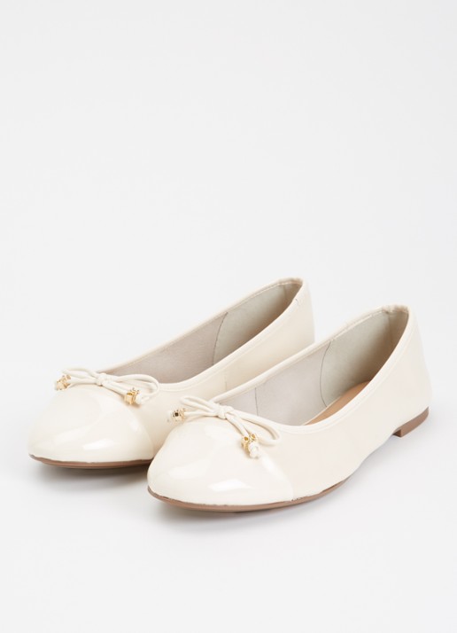 Dune London Wide Fit Hallo ballerina met strikdetail - detail 3 creme