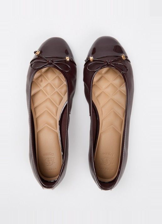 Dune London Wide Fit Hallo ballerina met strikdetail - detail 4 bordeauxrood