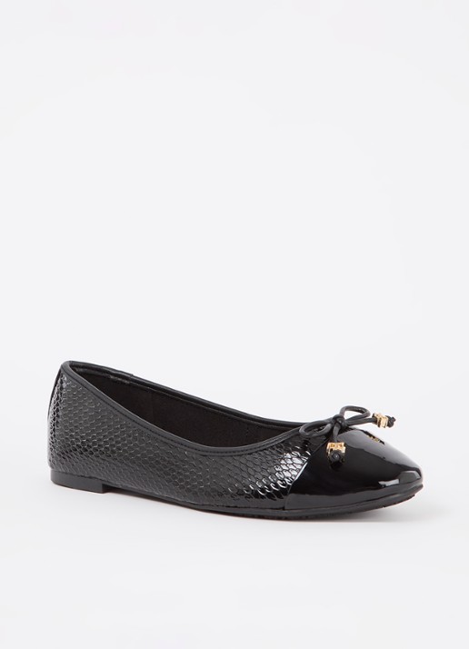 Dune London Wide Fit Hallo ballerina met strikdetail - voorkant reptile