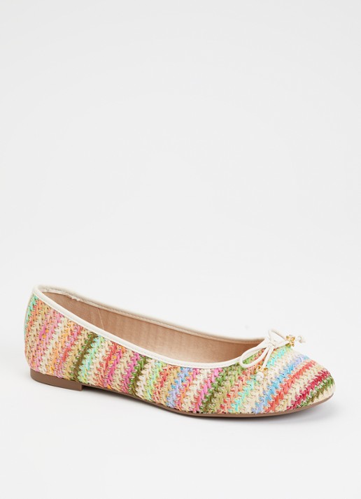 Dune London Wide Fit Hallo ballerina met strikdetail - voorkant multicolor