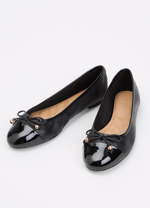 Dune London Wide Fit Hallo ballerina met strikdetail - detail 3 diepzwart
