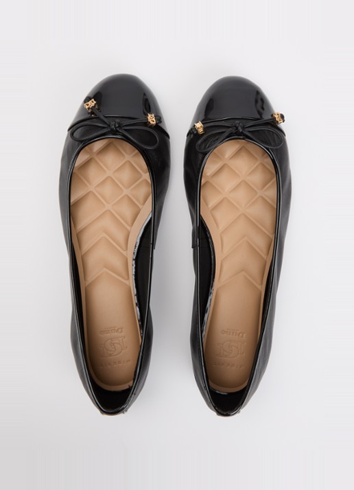 Dune London Wide Fit Hallo ballerina met strikdetail - detail 4 diepzwart