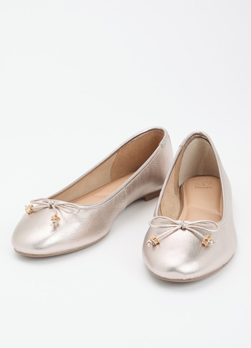 Dune London Wide Fit Hallo ballerina met strikdetail - detail 3 zilver