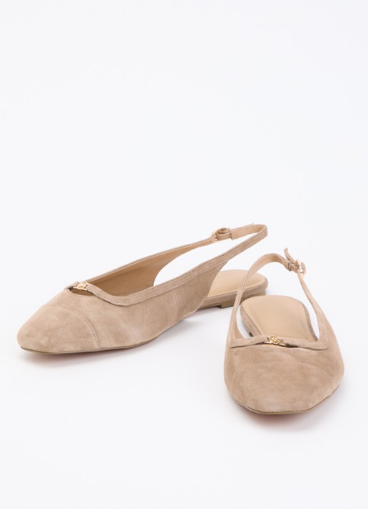 Dune London Wide Fit Hanna slingback van suède - detail 3 beige
