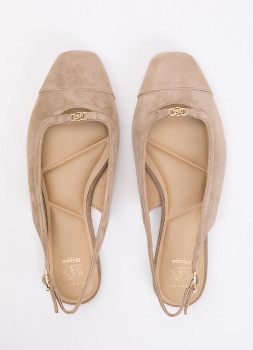 Dune London Wide Fit Hanna slingback van suède - detail 4 beige