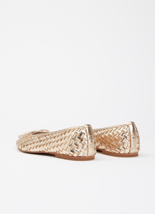 Dune London Wide Fit Heat ballerina van leer - achterkant goud